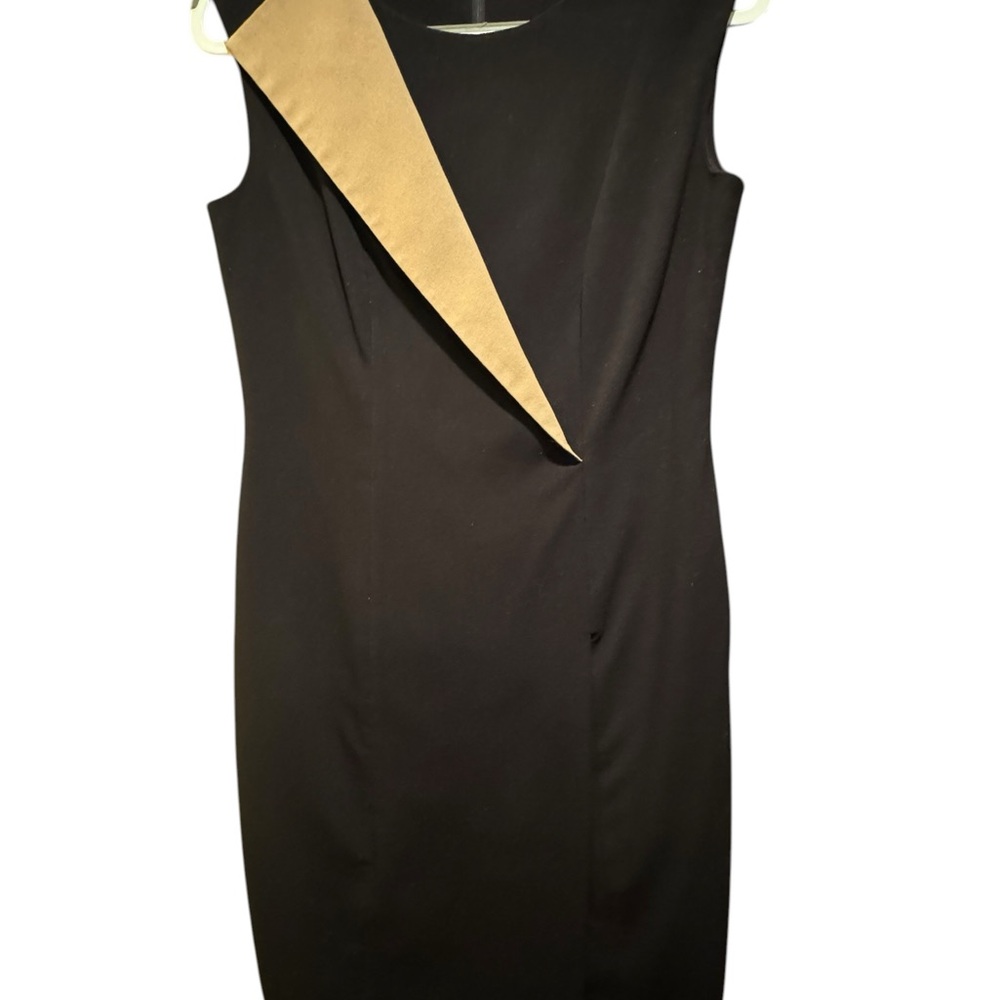 Calvin Klein Black Midi Dress with Beige Accent